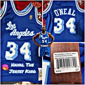 Lakers Shaquille O'Neal Mitchell & Ness Royal Hardwood Classics Swingman Jersey